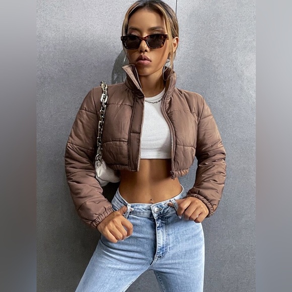 SHEIN Zip Up Crop Padded Padded Coat For Winter Clothes Wear size XS - Picture 4 of 13